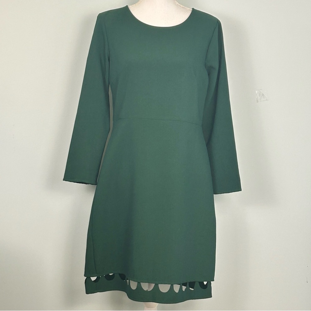 C’est Nous  by Shoshanna Kelly Green A-Line Dress With Cut-Out Hemline